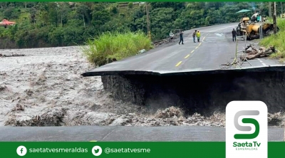 Desbordamiento del río Upano deja inhabilitada carretera