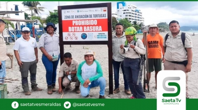Ubican letreros de advertencias para precautelar anidación de tortugas en Same