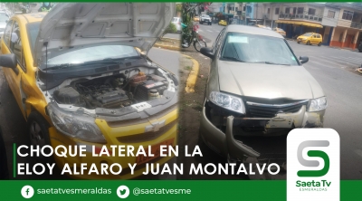Choque lateral en la Eloy Alfaro y Juan Montalvo