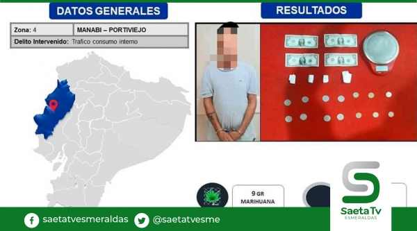 Un aprehendido con droga en Portoviejo