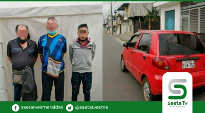 Vehículo recuperado y aprehensión de tres ciudadanos en Santo Domingo