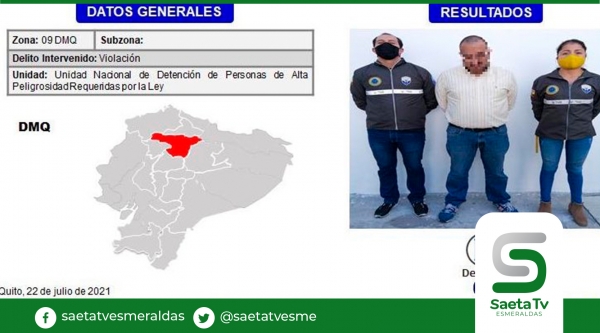 En Quito capturan al más buscado de Esmeraldas por violencia de género