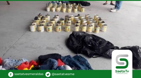 Dos extranjeros detenidos en Esmeraldas al transportar 42 kilos de marihuana al interior de envases metálicos