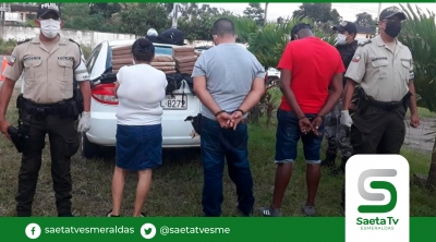 Tres detenidos en La Unión de Quinindé por transportar drogas