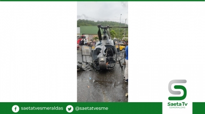 Cuatro heridos por caída de helicóptero en avenida de Portoviejo